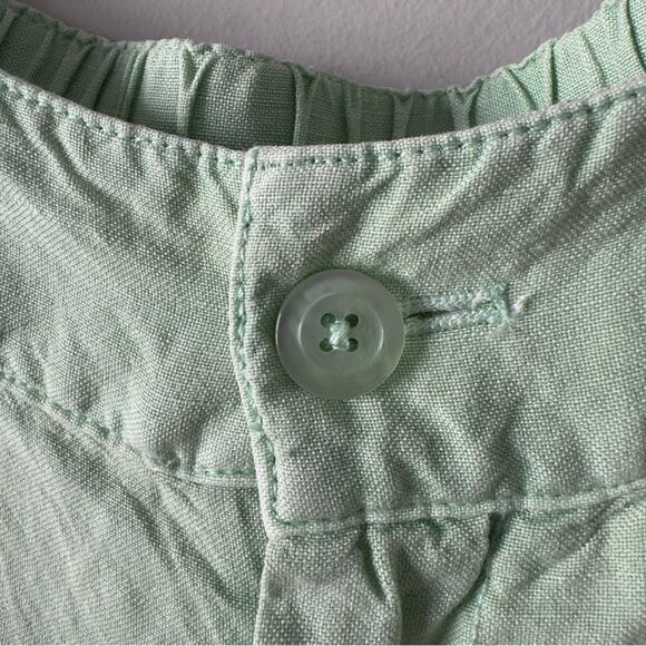 Young Fabulous & Broke Linen Blend Green Women's Pants Wide Leg zipper button L - Picture 6 of 11